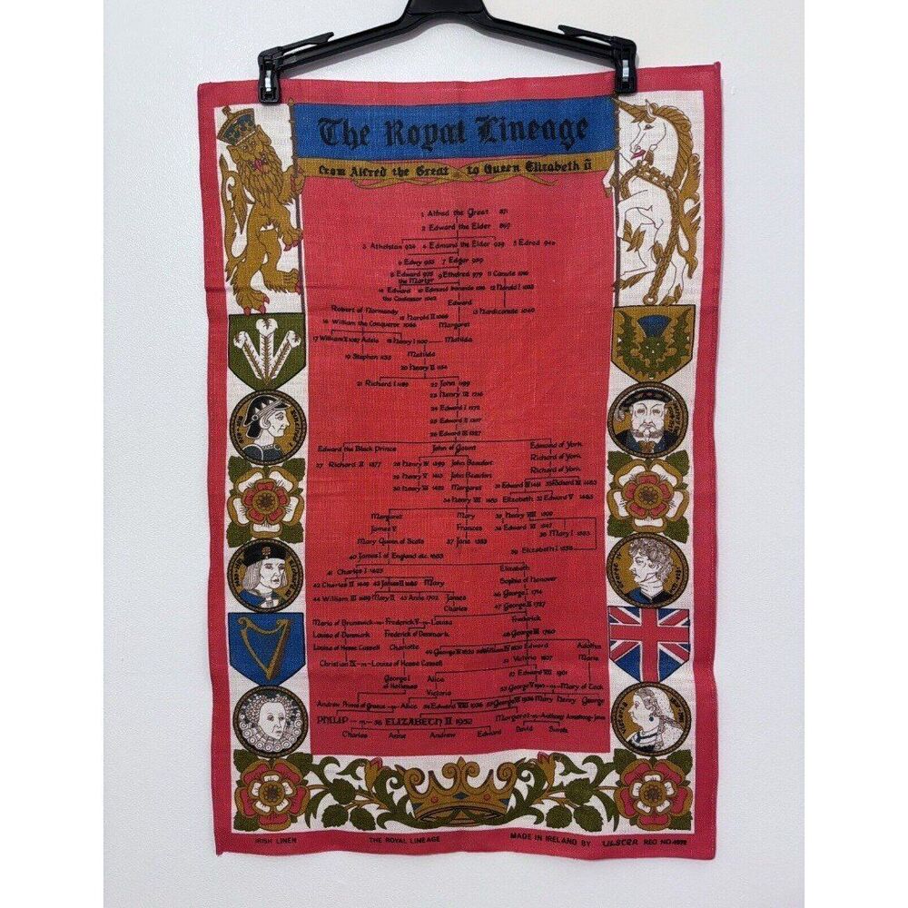 The Royal Lineage Tea Towel by Ulster Made in Ireland #4898 Irish Linen.